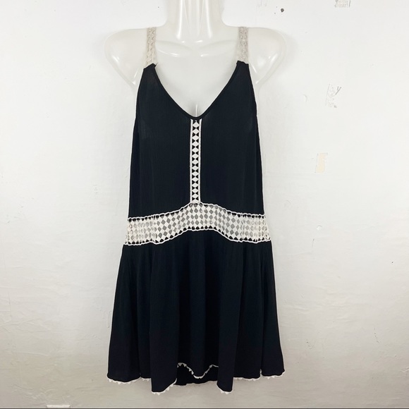 lovestitch Dresses & Skirts - Love Stitch Black Crochet Panel Sundress Size Small